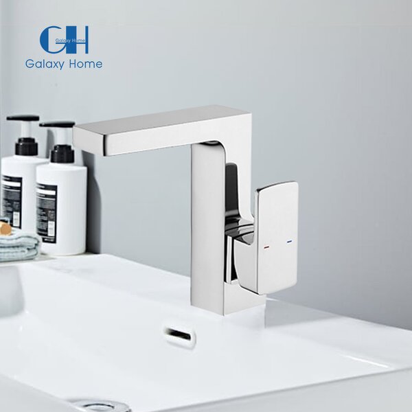 Basin Faucet Manufacturer - Modern Single-Hole Mount Stainless Steel Wall Deck Mounted Hot Cold Water Mixer Tap Single Handle Metered