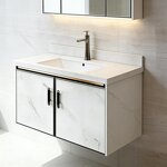 Bathroom Vanity Manufacturer - Sintered Stone ultra Moden Cabinets Modern Floating Ceramic Integrated with Double Single Sink