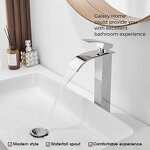Bathroom Faucet Manufacturer - Polished Chrome Single-Handle Waterfall Spout Tall RV Lavatory Vessel Sink Featuring Stainless Steel