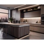 Kitchen Cabinet Manufacturer - Luxury Modern Smart Modular Design Wooden Furniture Veneer Door Panel with Island