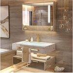 Bathroom Vanities Manufacturer - 2025 Luxury European Style Floating Cabinet with LED Mirror and Ceramic Basin for Apartments
