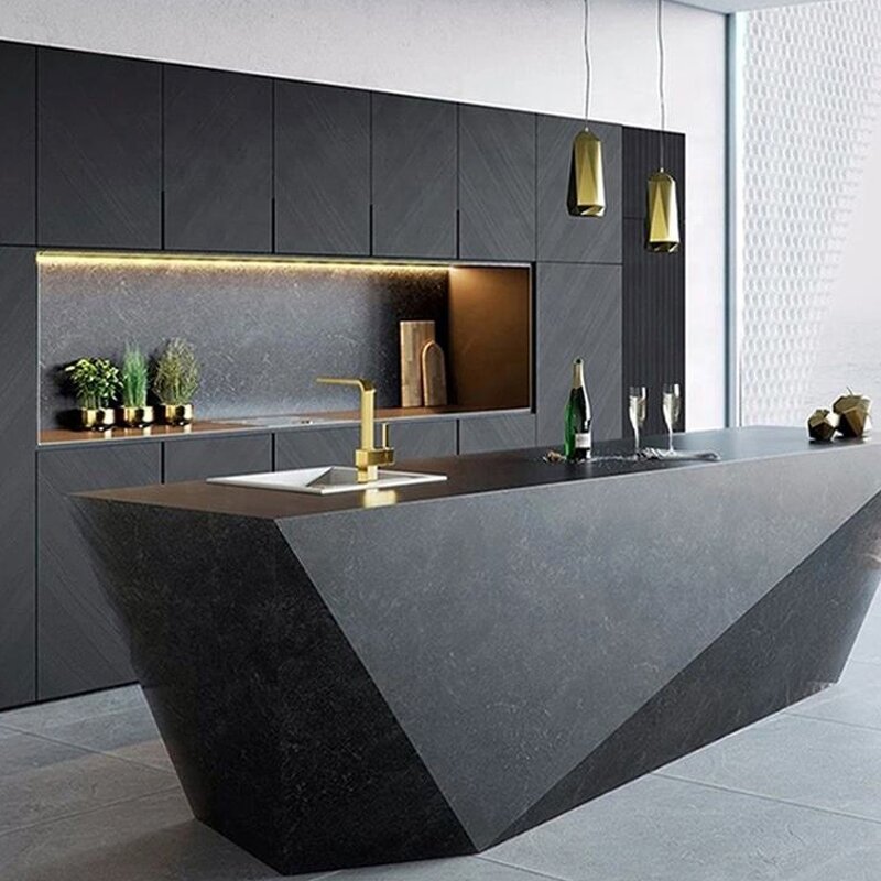 Kitchen Cabinet Manufacturer - Luxury Modern Smart Modular Design Wooden Furniture Veneer Door Panel with Island