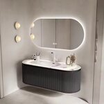 Bathroom Vanity Set Manufacturer - Hot Selling Washbasin Cabinet With Smart Lighted Mirror and Sintered Stone Sink