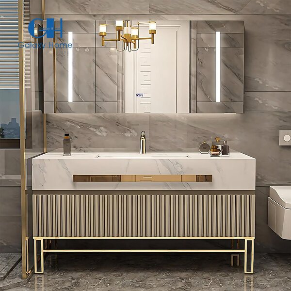 Bathroom Vanities Manufacturer - OEM Luxury European Style Industrial Vanity Set Cabinet With Bathroom Hotel