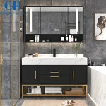 Vanity Cabinet Manufacturer - American Style Wholesale Bathroom Furniture 36 in Solid Wood With Sink and LED Mirror