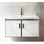 Bathroom Vanity Manufacturer - Sintered Stone ultra Moden Cabinets Modern Floating Ceramic Integrated with Double Single Sink