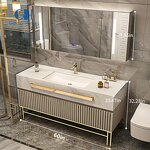 Bathroom Vanities Manufacturer - OEM Luxury European Style Industrial Vanity Set Cabinet With Bathroom Hotel
