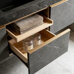 Bathroom Vanity Cabinet Manufacturer - Black and Gold Luxury Modern Corner Storage Free Standing with Sink