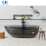 Resin Stone Bathtub Manufacturer - Modern Oval Shape Floor Translucent Hotel Project Solid Surface Polyester for Sale
