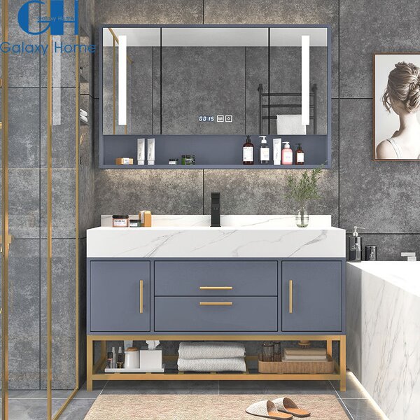 Vanity Cabinet Manufacturer - American Style Wholesale Bathroom Furniture 36 in Solid Wood With Sink and LED Mirror
