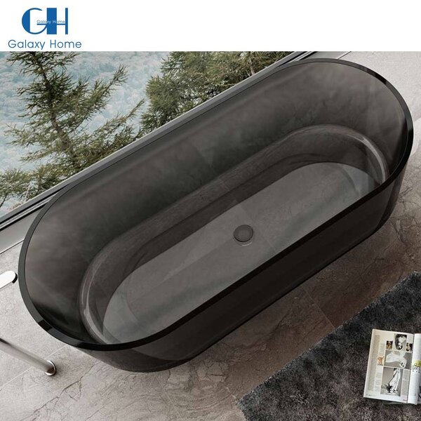 Solid Surface Resin Bathtub Manufacturer - Hot Sale Modern Black New Design Large Artificial Stone Freestanding for Bathroom
