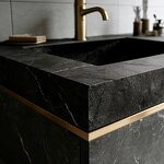 Bathroom Vanity Set Manufacturer - Luxury Modern Solid Wood Wall-mounted with Integrated Washbasin Ceramic Countertop and All-copper Faucets