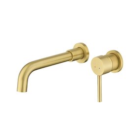 Basin Faucet Manufacturer - Single-Hole Brushed Gold Stainless Steel Wall Mounted Modern Design Single Handle Hot and Cold Water Mixer