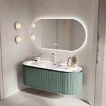 Bathroom Vanity Set Manufacturer - Hot Selling Washbasin Cabinet With Smart Lighted Mirror and Sintered Stone Sink