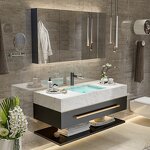 Bathroom Furniture Manufacturer - Modern European Wall Mounted Wood Vanity Cabinet Set With Double Sink