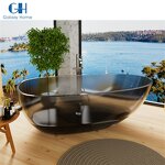 Resin Stone Bathtub Manufacturer - Modern Oval Shape Floor Translucent Hotel Project Solid Surface Polyester for Sale