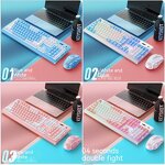 Gaming Keyboard and Mouse Manufacturer - 104keys Type c Charging pink / Blue Wireless 2.4G RGB Backlight