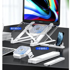Laptop Stand Manufacturer - Foldable Portable Notebook Support Base Holder Adjustable Riser Cooling Fan Bracket for Laptop Tablet PC Phone