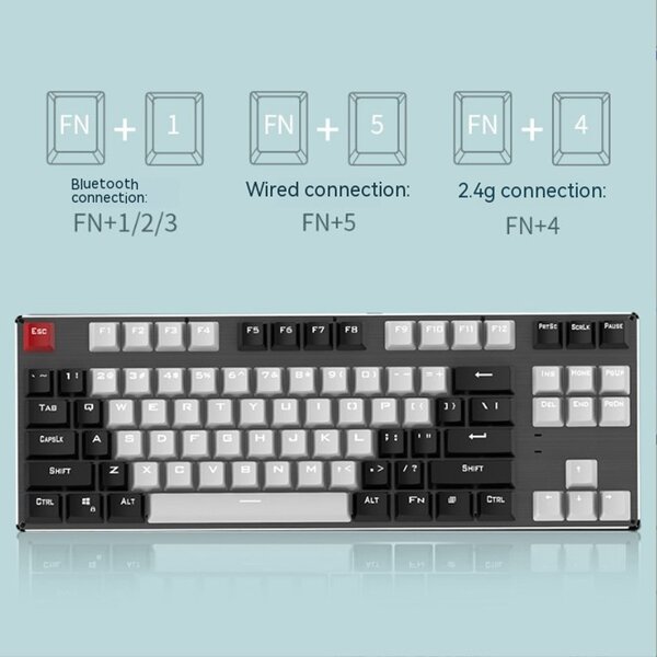 Mechanical Gaming Keyboard Manufacturer - Three-Mode Connection Type c Wired 2.4G Wireless Compatible 87 Keys for Gamers