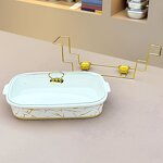 Chafing Dish Manufacturer - High Quality White Gold Ceramic Alcohol Stove Food Warmer Buffet Serving for Wedding Party