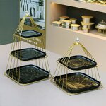 Cake Stand Manufacturer - Factory Hot Selling High End Luxury Marble 3 Tier Ceramic Pan New Design for Party Wedding