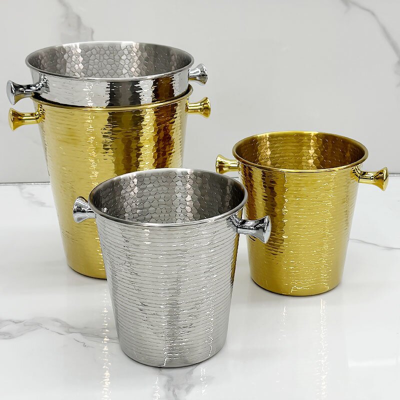 Wine Cooler Manufacturer - Large Luxury Stainless Steel 3L 5L New Style Whiskey Beer Champagne Cooler Tongs Golden Party