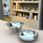 Buffet Food Warmer Manufacturer - Restaurant Equipment 8Litres Golden Stand Catering Party Gold Round 8L Chafing Dish Glass Lid