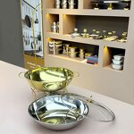 Chafing Dish Manufacturer - Luxury Golden Round with Glass Cover Buffet Food Warmer for Catering Parties Soup Pot