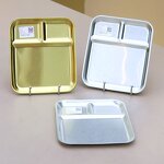 Meal Snack Tray Manufacturer - Stainless Steel Food Container Divided Gold 3 Compartment