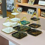 Cake Stand Manufacturer - New Sale Luxurious Golden Storage Rack Dessert Cakes Display Iron Bird Cage Triangle