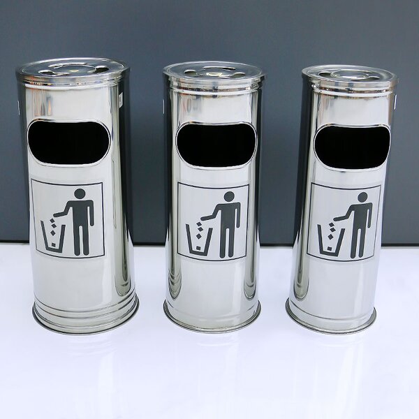 Trash Bin Manufacturer - Commercial Metal Outdoor Stainless Steel Ashtray Rubbish Can Waste Container