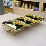 Buffet Food Warmer Manufacturer - Luxury Gold Glass for Hotel Restaurant Party 4.5L Chafing Dish