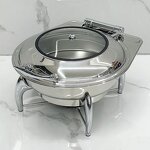 Buffet Stove Manufacturer - Commercial Catering Equipment Roll Tray for Food Warmer Serving Silver Round Chafing Dishes