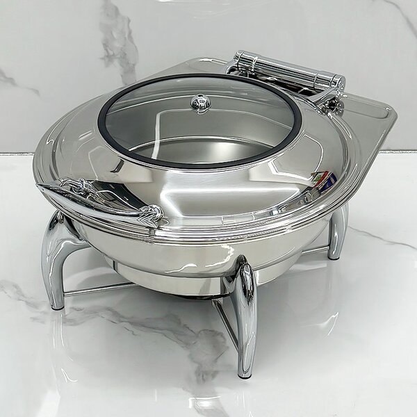 Buffet Stove Manufacturer - Commercial Catering Equipment Roll Tray for Food Warmer Serving Silver Round Chafing Dishes