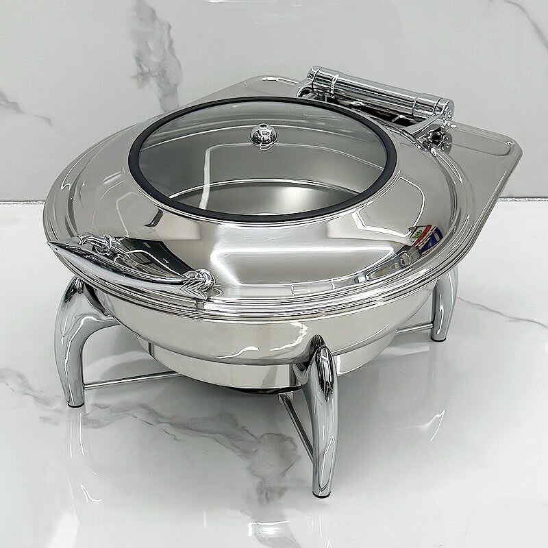 Buffet Stove Manufacturer - Commercial Catering Equipment Roll Tray for Food Warmer Serving Silver Round Chafing Dishes
