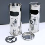 Trash Bin Manufacturer - Commercial Metal Outdoor Stainless Steel Ashtray Rubbish Can Waste Container