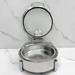 Chafing Dish Manufacturer - Modern Round 304 Stainless Steel with Glass Electric for Buffet & Wedding 6L Capacity Buffet Set