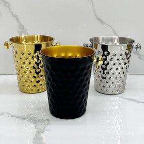 Wine Ice Bucket Manufacturer - Luxury Hammered Gold/Black/Siver 5L Stainless Steel Insulated for Bar & Restaurant for Hotels