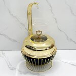 Chafing Dish Set Manufacturer - Stainless Steel Fuel-Powered Food Warmer Glass Combination Cover Gold for Hotels Restaurants Kitchen