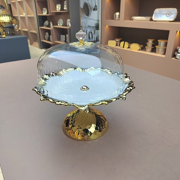 Fruit Plate Manufacturer - Nordic Creative Round Ceramic Hotel Home Dessert High-footed Cake Plate Stand