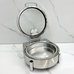 Chafing Dish Manufacturer - Modern Round 304 Stainless Steel with Glass Electric for Buffet & Wedding 6L Capacity Buffet Set