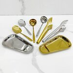 Buffet Serving Set Manufacturer - 5 Star Luxury Restaurant Stainless Steel Standing Soup Ladle Food Clip With Ceramic Bowl Table Spoon Rack
