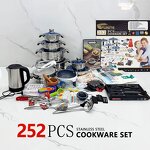Cookware Set Manufacturer - Hot Selling 252PCS Stainless Steel High Quality Cooking Pot With Glass Lid and Kitchen Utensils