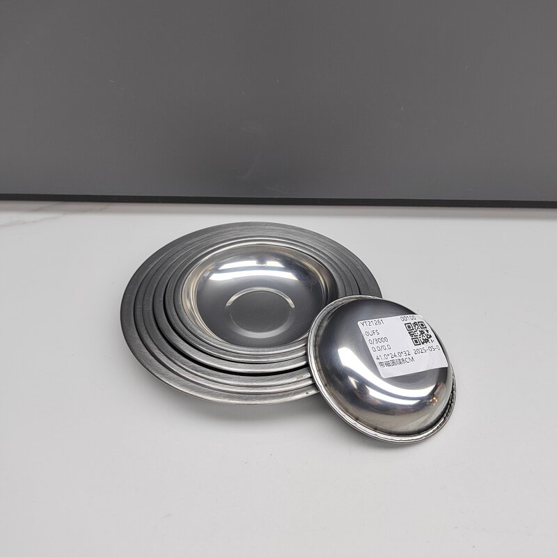Metal Dinner Plate Manufacturer - Stainless Steel Polished Round Kitchen Plate Dish Dinnerware Baking Dishes