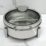 Chafing Dish Manufacturer - Modern Round 304 Stainless Steel with Glass Electric for Buffet & Wedding 6L Capacity Buffet Set