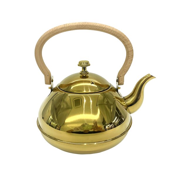 Gooseneck Teapot Manufacturer - Hot Sale Exquisite Gold Stainless Steel Wood Grain Handle With Filter