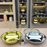 Chafing Dish Manufacturer - Luxury Golden Round with Glass Cover Buffet Food Warmer for Catering Parties Soup Pot