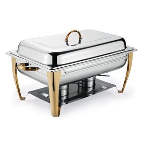Buffet Food Warmer Manufacturer - Hotel Restaurant Gold Stainless Steel High Capacity Buffet Stove Chafing Dish