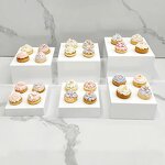 Food Dessert Display Stand Manufacturer - White Buffet Acrylic Riser Cube Set of 6 Square for Sale