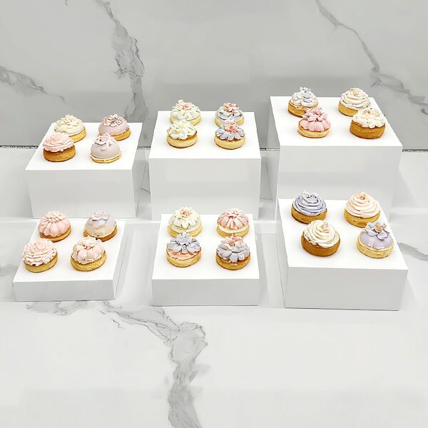 Food Dessert Display Stand Manufacturer - White Buffet Acrylic Riser Cube Set of 6 Square for Sale
